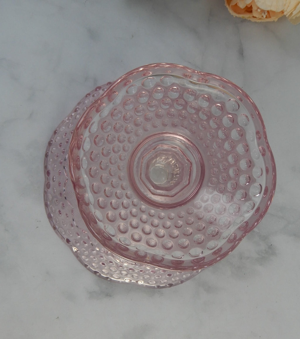 Gorham Crystal Emily’s Attic Pink Compote Footed Bowl