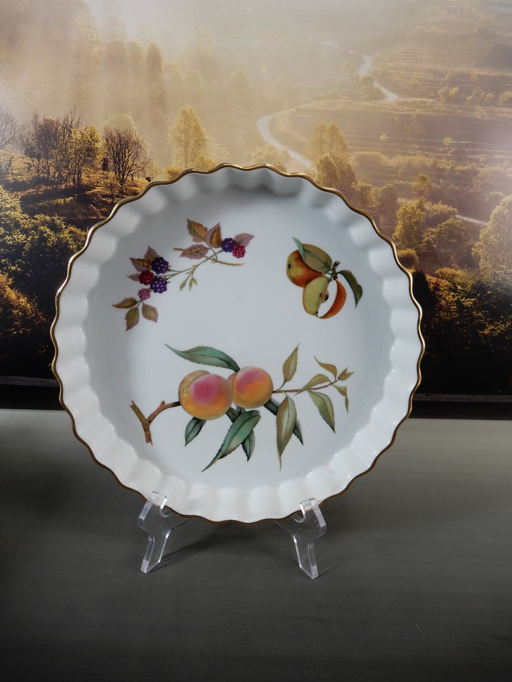 Evesham Royal Worcester Gold Rimmed 10-1/2" Tart Pan/Quiche Dish