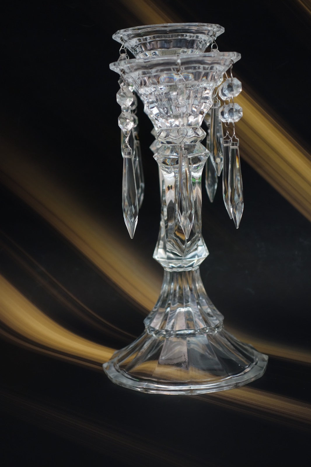 Vinrage Shannon Crystal Designs 3 Arm Candelabra W/ 14 Prisms 12-1/2" High