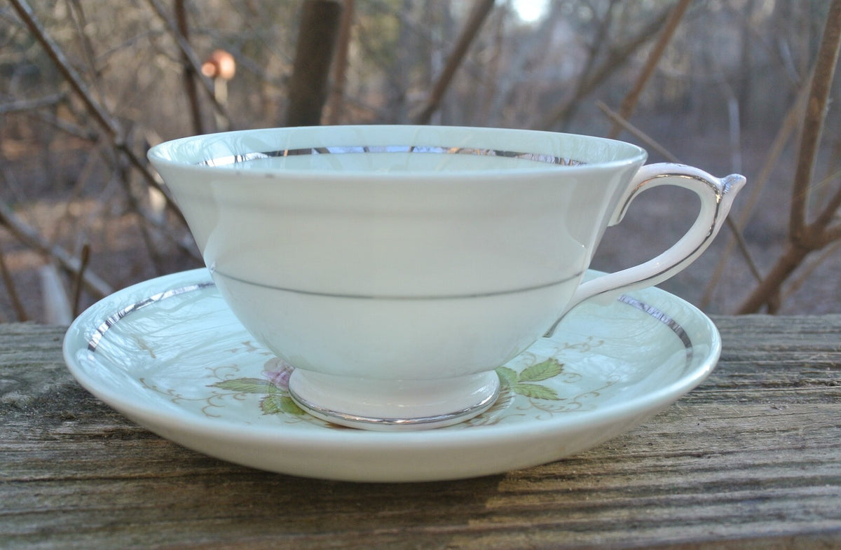Paragon “ HM The Queen & HM Queen Mary”Light Green Floral Cup And Saucer England