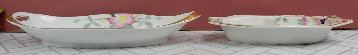 Noritake Azalea China Set Two-Part Divided Relish Dishes and Celery Dish
