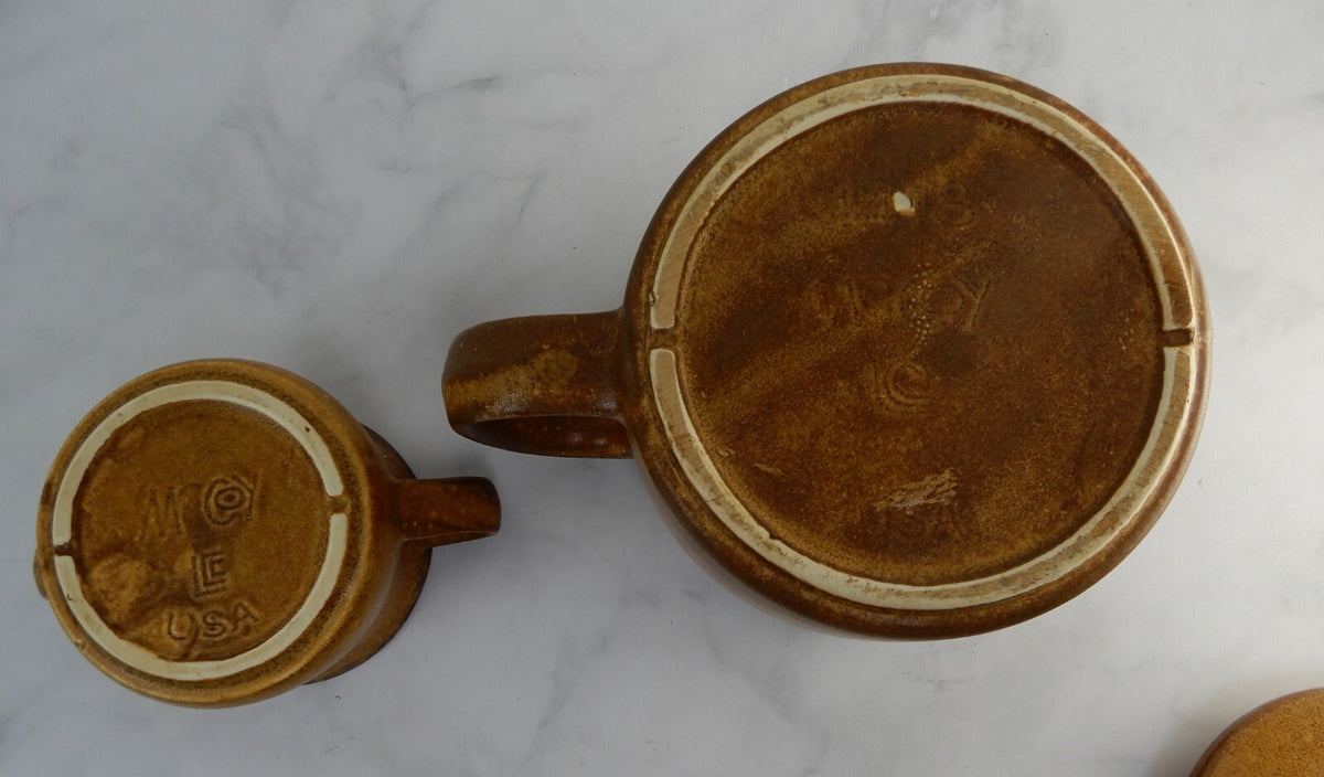 McCoy Pottery Canyon Mesa Double Handle Soup Bowl and Teapot Brown Stoneware