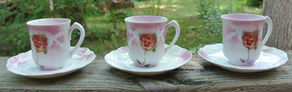 Set of 3 Small Chocolate/Coffee Cups and Saucers Mark Germany
