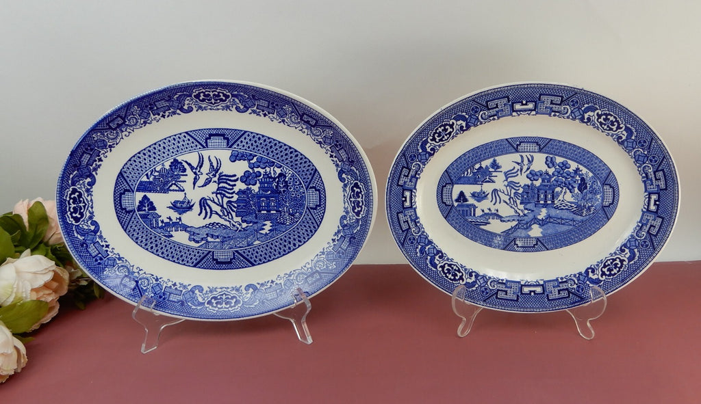 Homer Laughlin Blue Willow 11-3/4" Platter and 13" No Mark Platter
