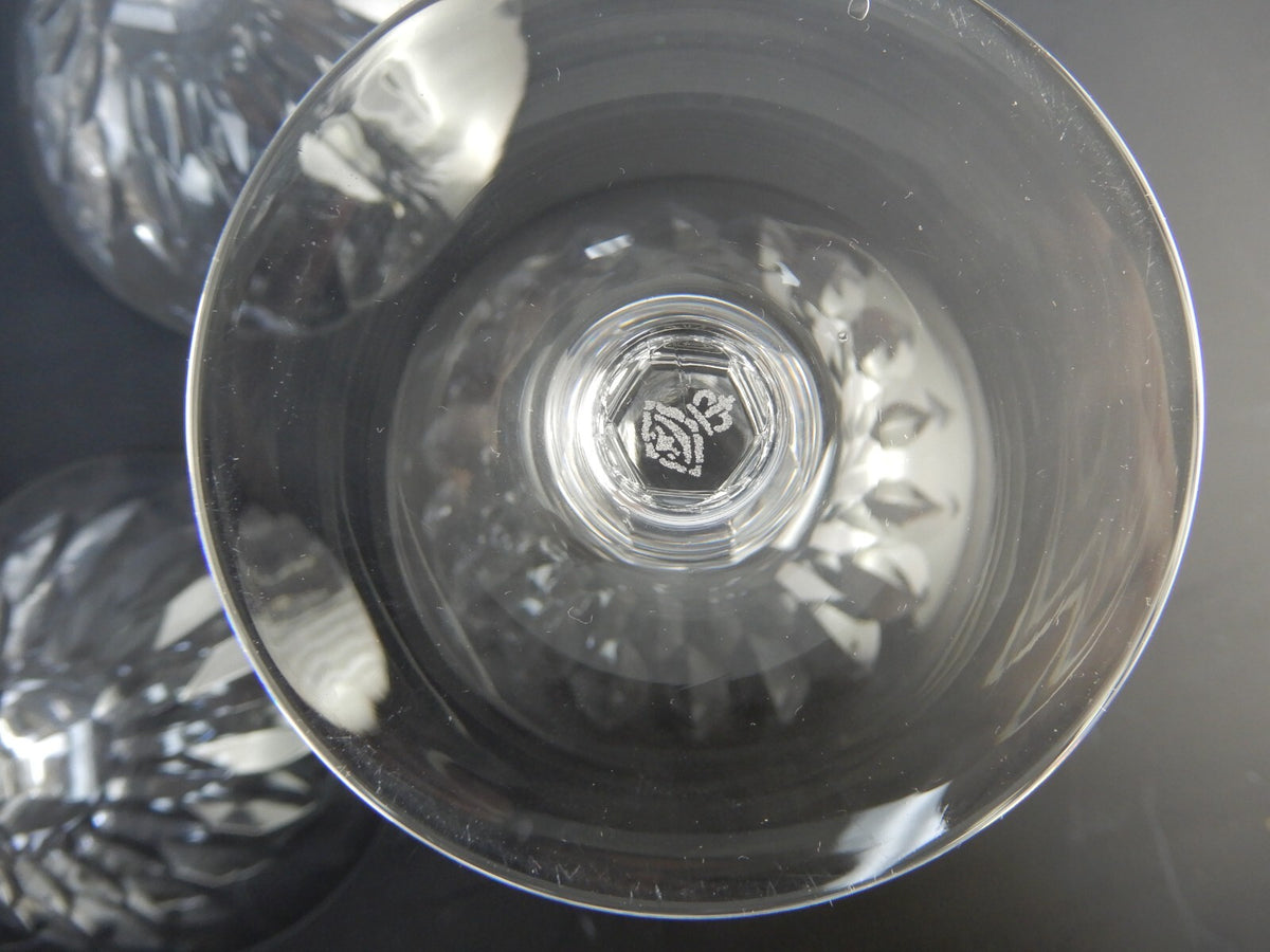Josair Edith Crystal Stem 5 Saucer Champagne Feather Cuts Glasses