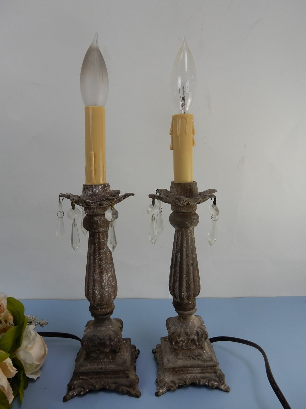 Pair of Vintage Style Cast Metal Table Lamps