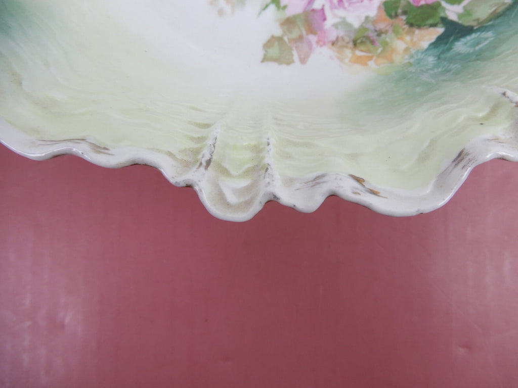 Antique RS Prussia Old Red Mark Bouquet of Roses Porcelain "Bowl" 10-3/4" Wide