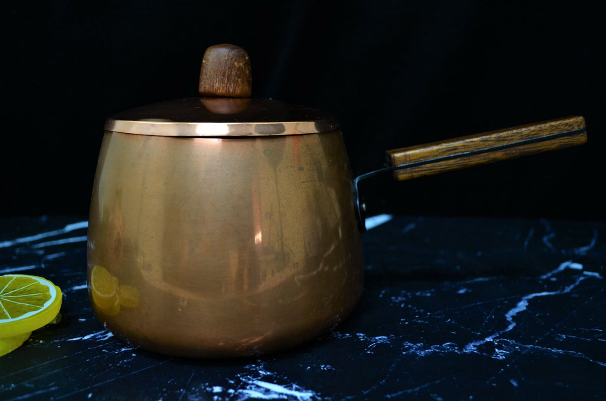 Vintage Brown Copper Fondue Pot, Farmhouse Kitchen Décor - Sigg Switzerland