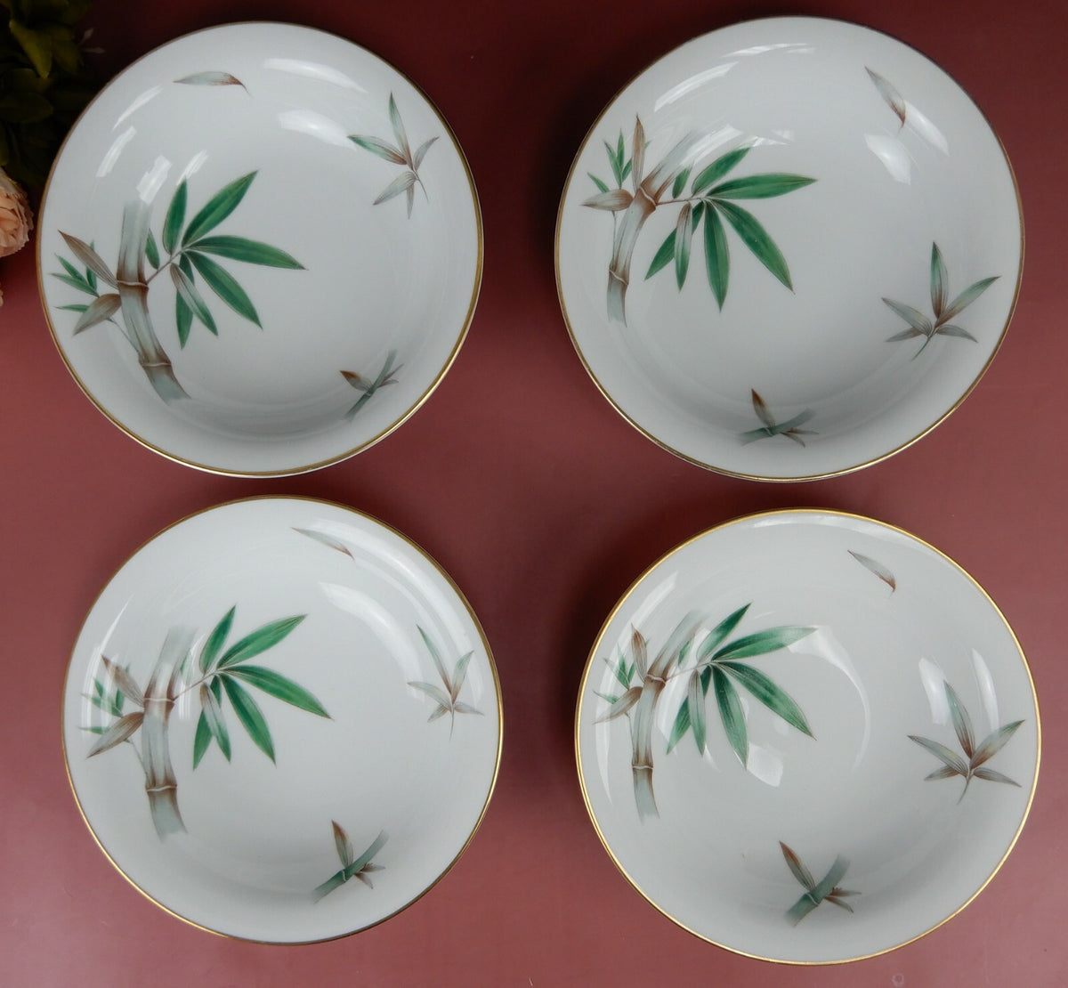 Set of 4 Noritake Canton Bamboo Soup Bowls