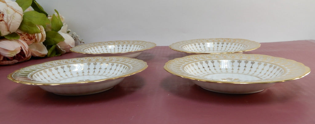 4 Antique Cauldon England 6-7/8"Dessert Bowls Gold for Rich-Briggs.Co Boston