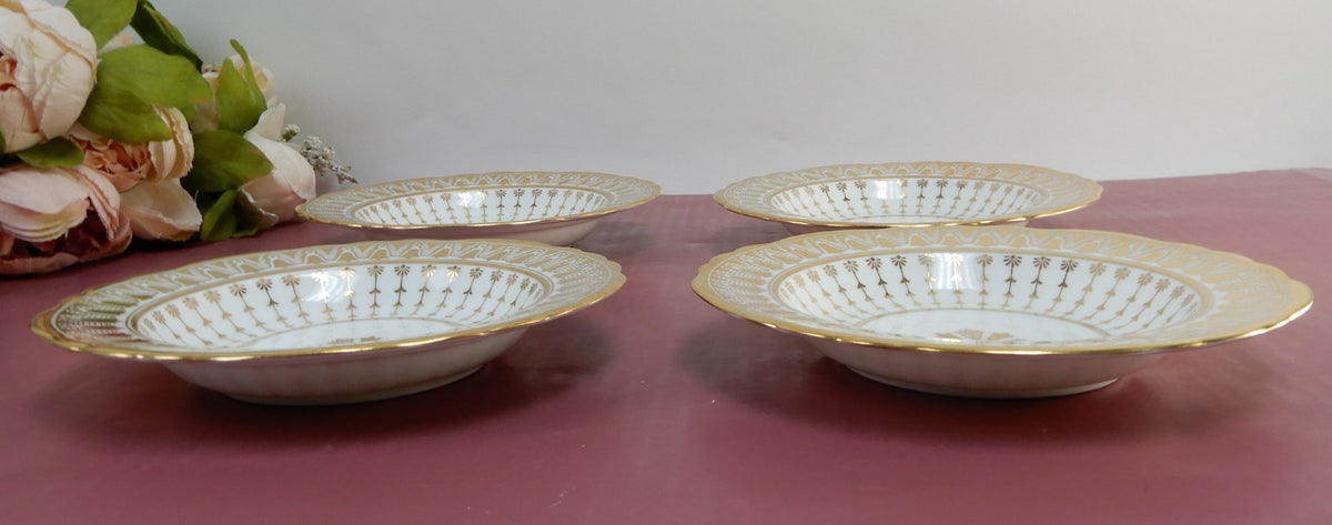 4 Antique Cauldon England 6-7/8"Dessert Bowls Gold for Rich-Briggs.Co Boston