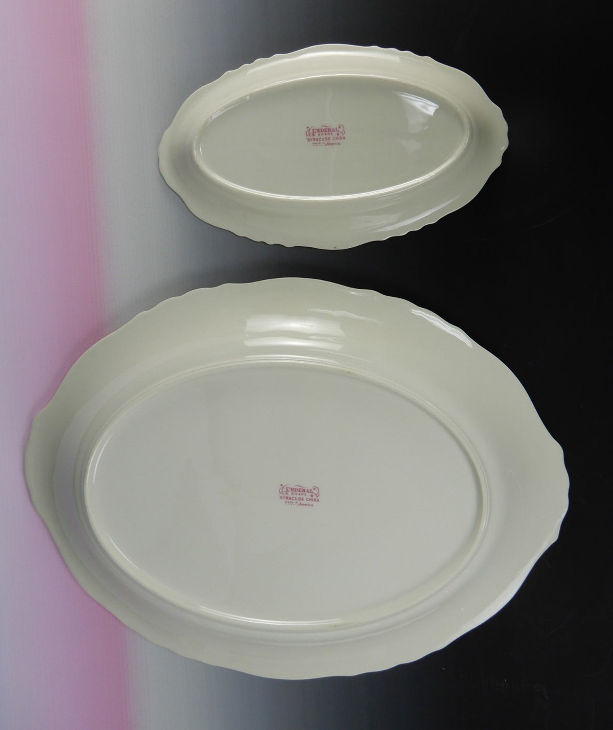 Vtge Federal Shape Syracuse China Victoria Rose -Platter and Relish Dish