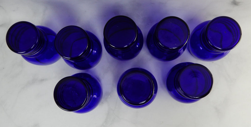 Eigth Imperial Glass Shaeffer Cobalt Blue Tumbler Glasses w/ Platinum Silver