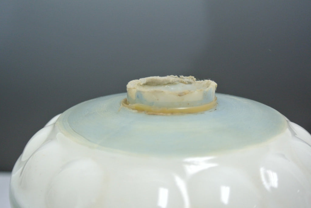 Vintage White Hurricane Lamp Base Hand-Painted Milk Glass For Repair