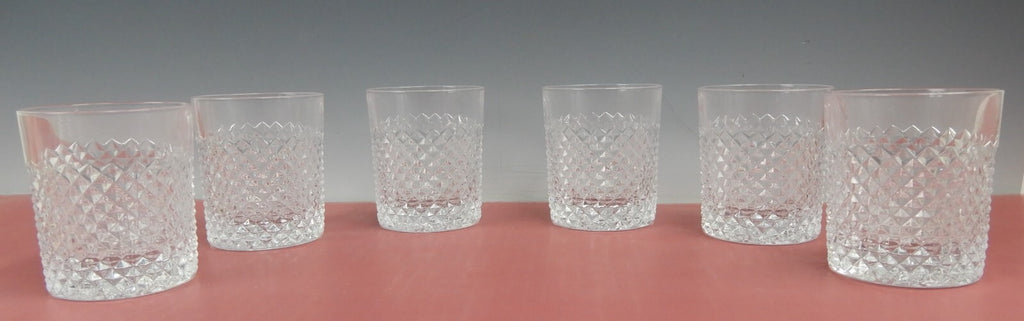 (7) Vintage Glass Diamond Pattern Ships Decanter and Drinking Glass Set