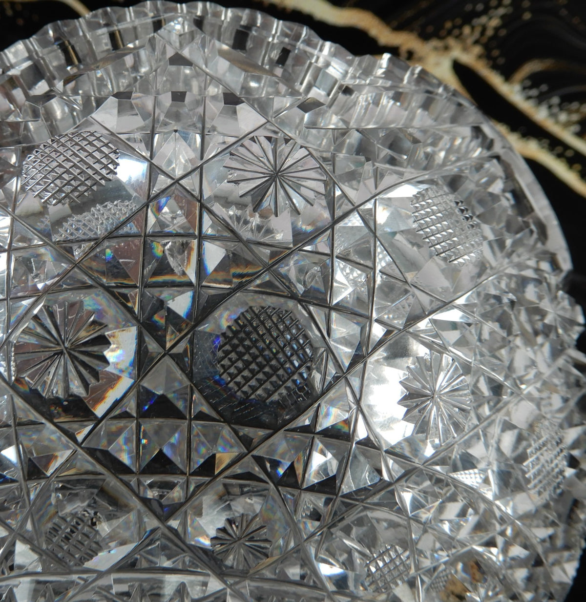Antique The Harvard Pattern ABP Heavy Crystal Cut Glass 8" Bowl