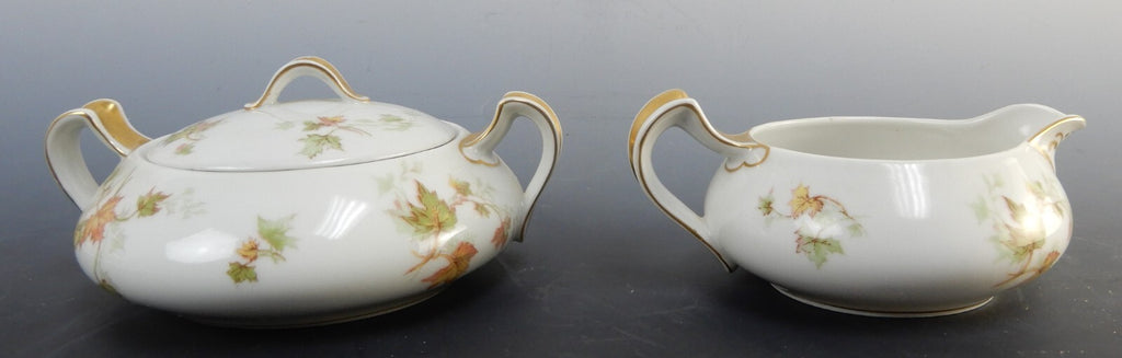 Vtg Haviland Limoges China "Autumn Leaf" Sugar Bowl, Creamer, c.1930