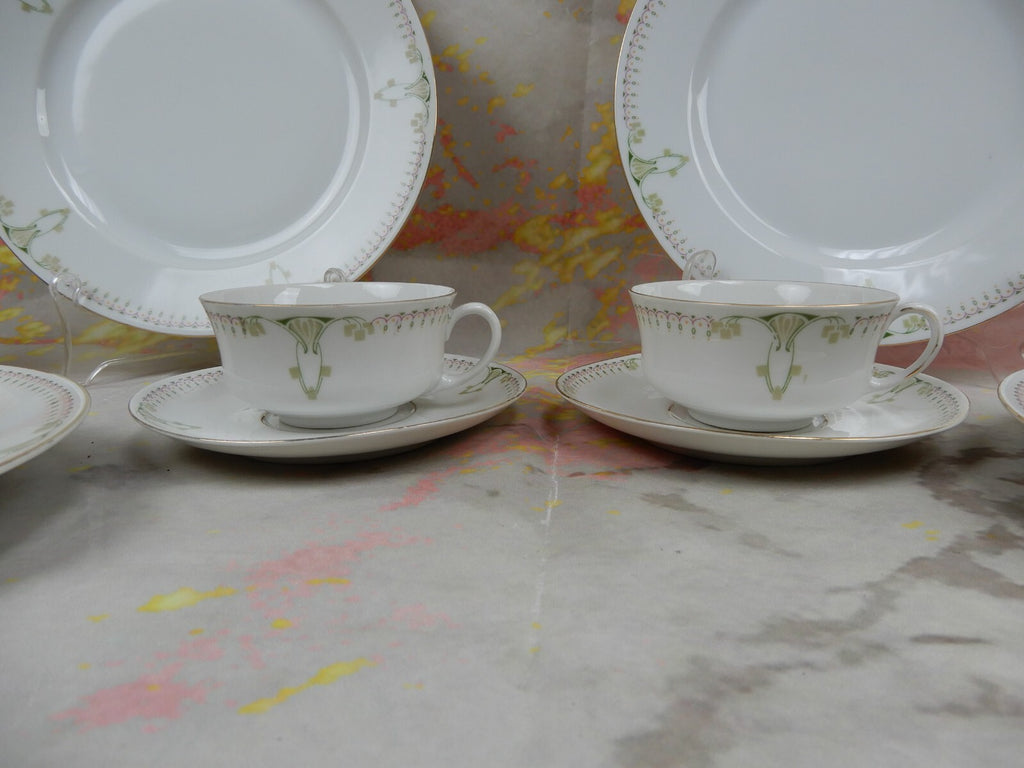 12 Piece MZ Altrohlau CMR Czechoslovakia Art-Deco Cups,Saucers and Dinner Plates