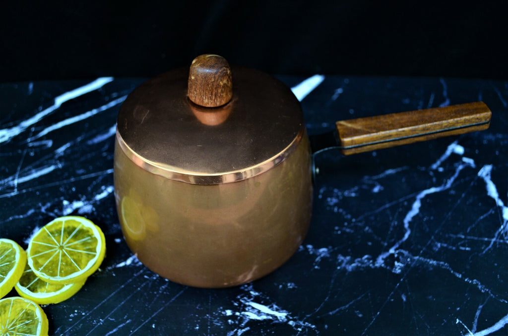 Vintage Brown Copper Fondue Pot, Farmhouse Kitchen Décor - Sigg Switzerland