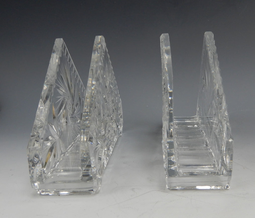 Two Bohemia 24% Lead Napkin Holders Made in Czechoslovakia Hand Cut