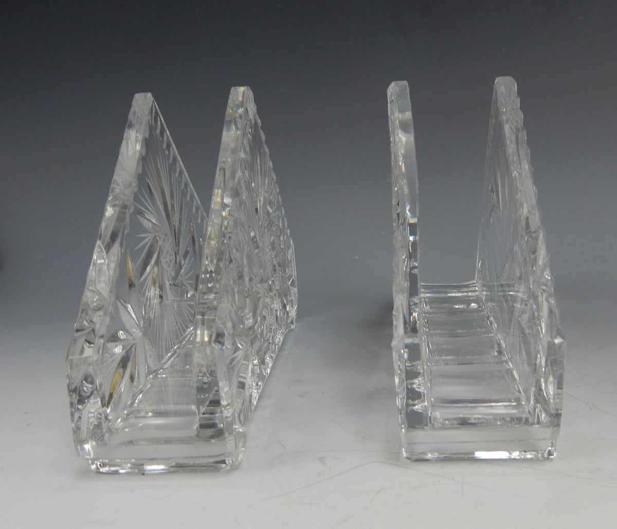 Two Bohemia 24% Lead Napkin Holders Made in Czechoslovakia Hand Cut