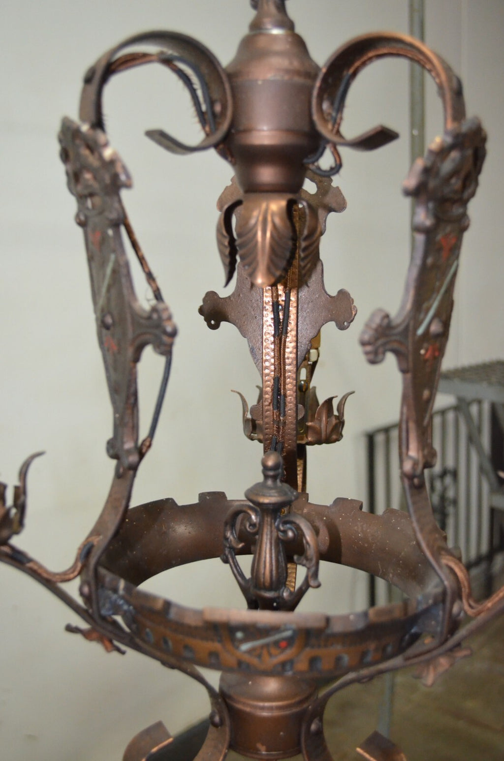 Medieval Gothic Wrought Iron Hanging Light Lamp Chandelier For Repair "5"