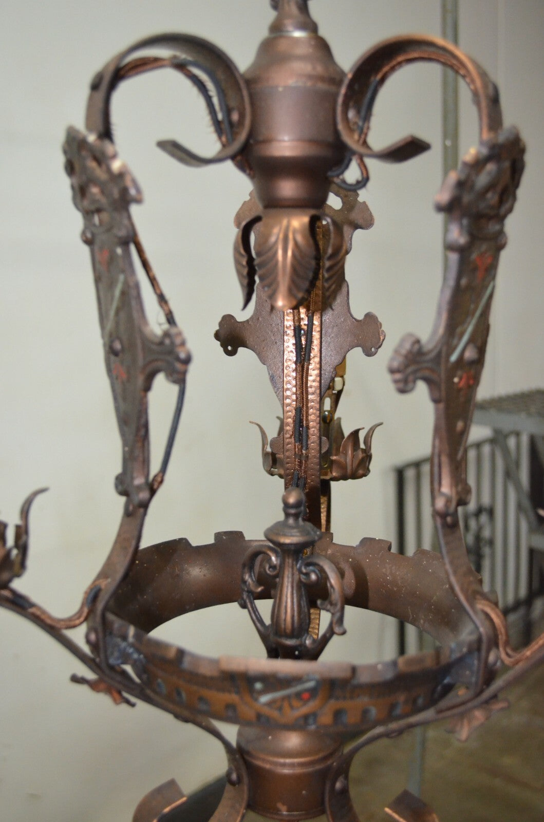 Medieval Gothic Wrought Iron Hanging Light Lamp Chandelier For Repair "5"