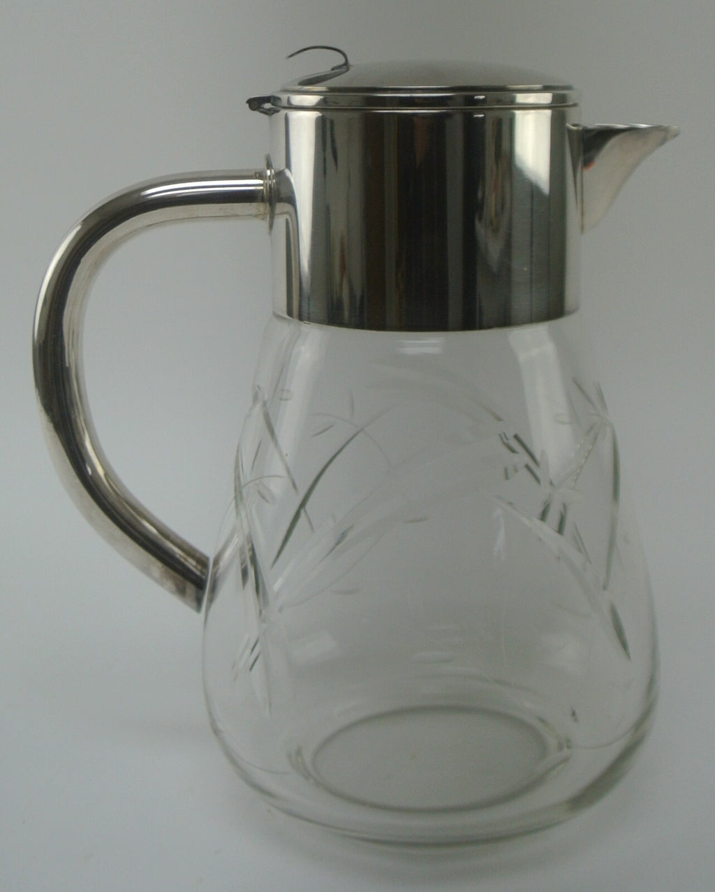 Vintage Big and Heavy 4-1/2 Lbs. Cut Crystal Pitcher With Silver Plated Top