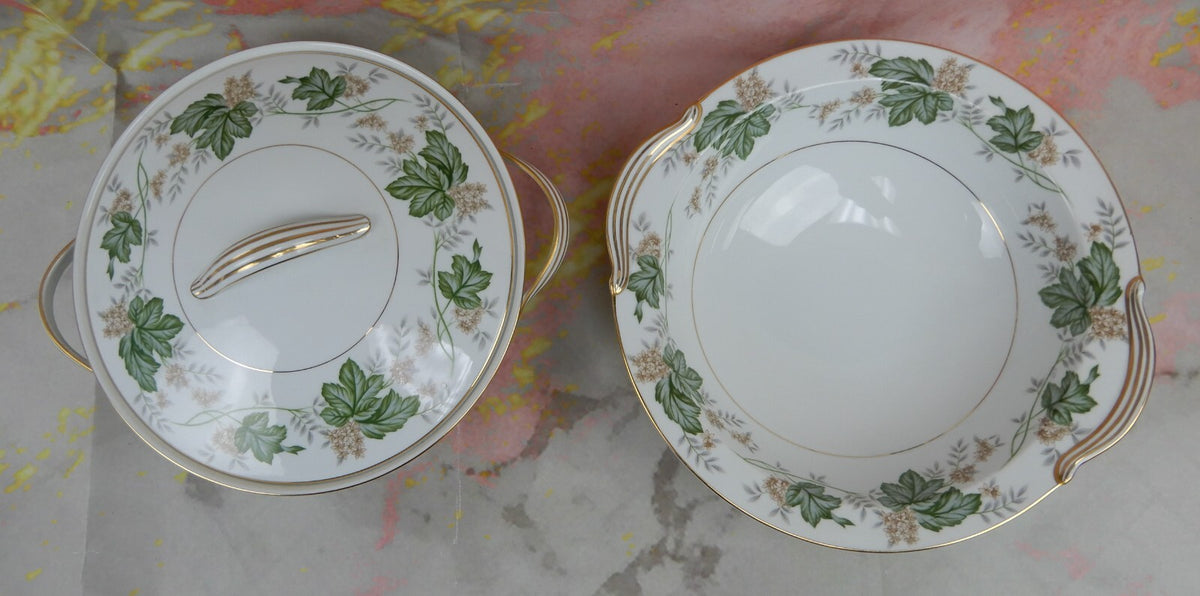 Vintage Noritake "Daphne" Vegetable Serving Bowl &Covered Vegetable Serving Bowl