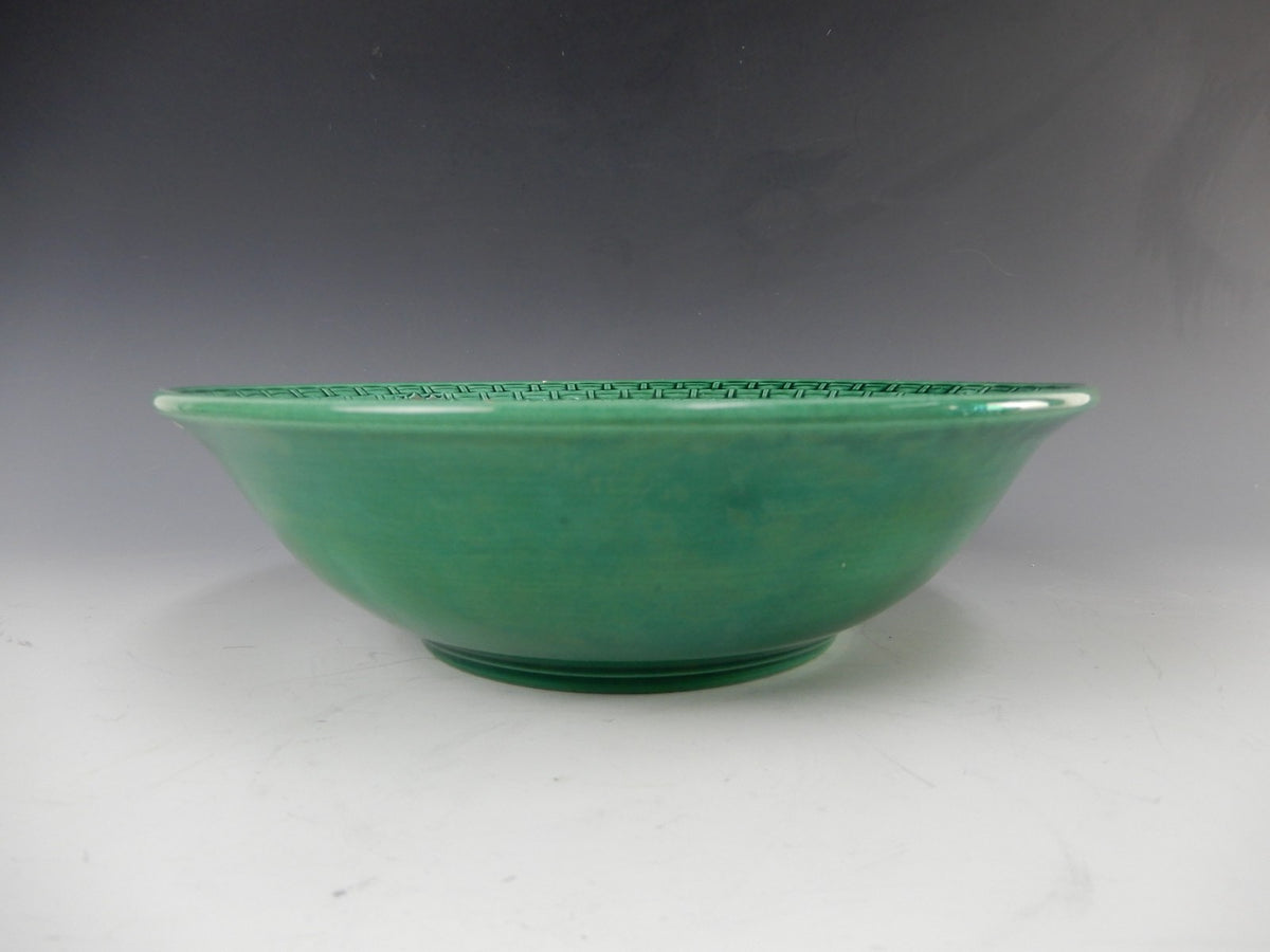 Antique Majolica Plate G S Zell Baden 7494 Basketweave  9-1/2" Bowl Ca. 1907
