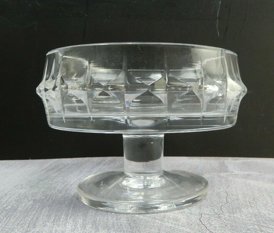 Vintage Crystal Glass Round Compote Signed