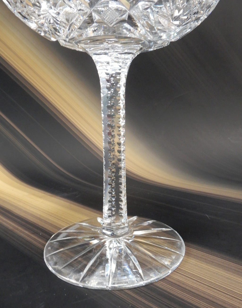 Vintage American Brilliant Cut Glass Sunburst Compote 7-1/4" Tall