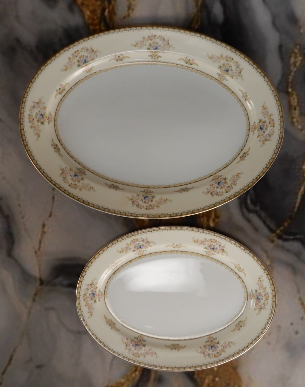 (2) Royal Embassy China "Fresno" Pattern Oval Platters 16-1/4" and 12-1/8"