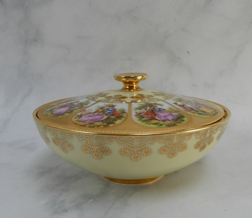 Vintage Fragonard Love Story Beehive NC West Germany Round Candy Dish With Lid