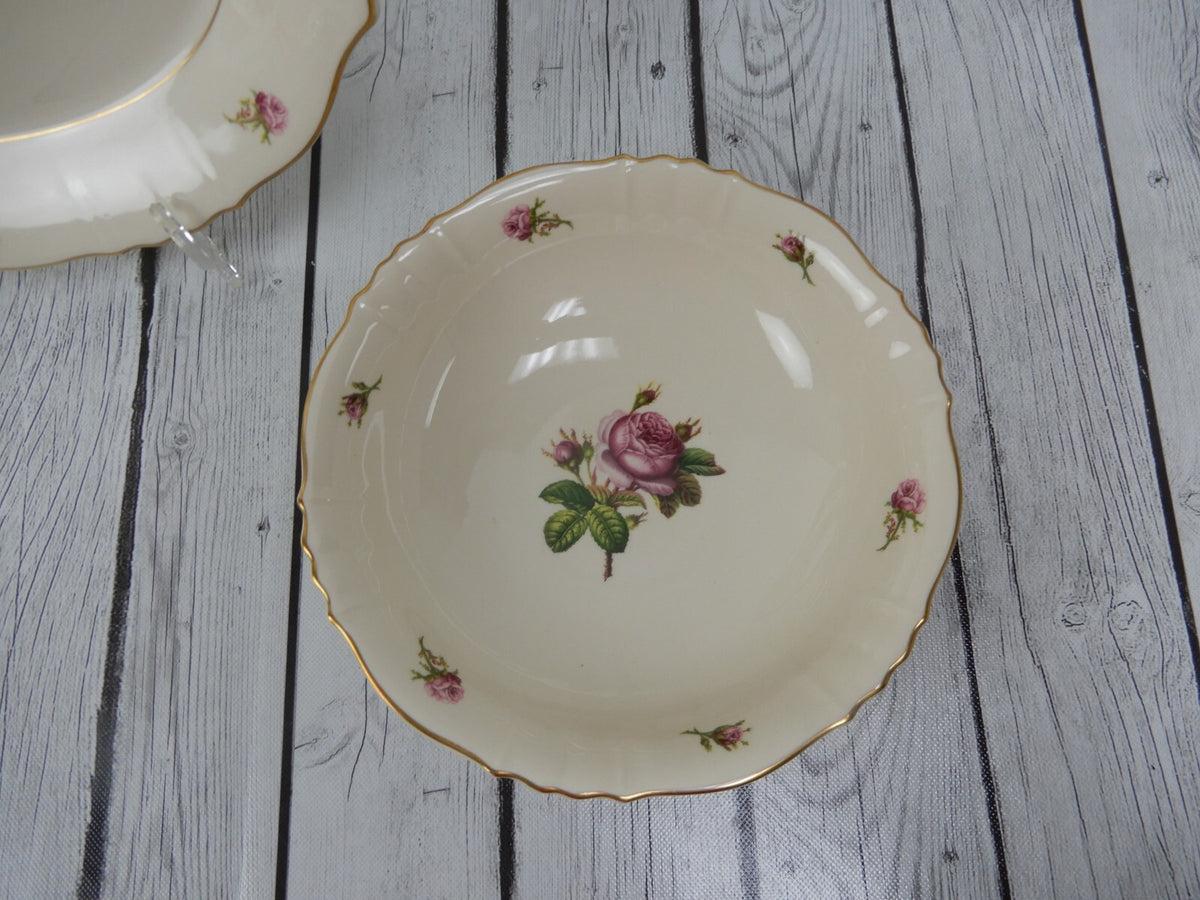 Vtge Federal Shape Syracuse China Victoria Rose -Platter and Serving Round Bowl