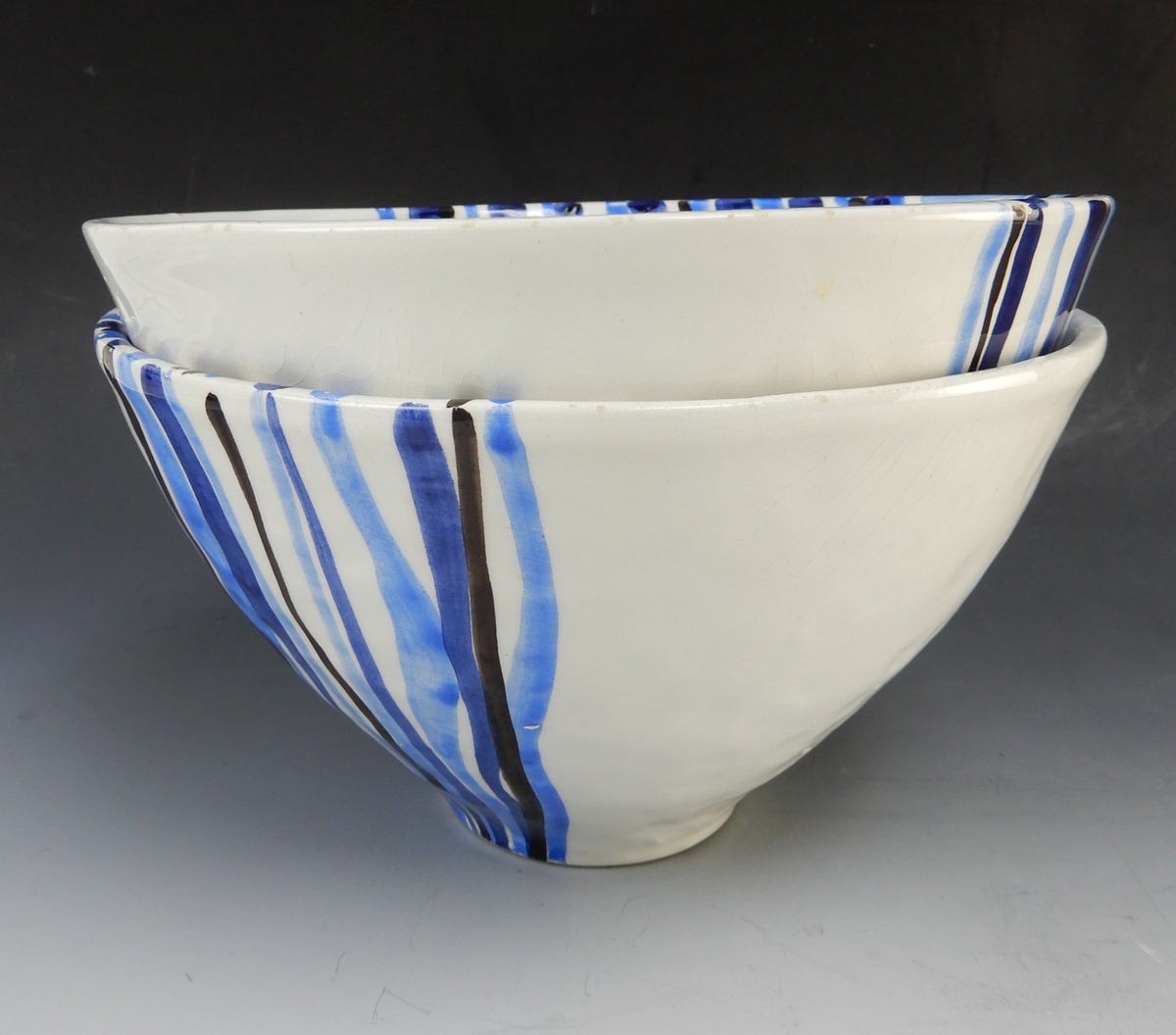 Two Zanolli Italian Hand Painted Bowls, Blue And White