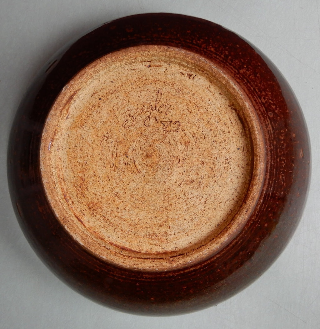 Vintage Signed Ziagler 1972 Glazed Bowl 11-1/4" x 4"