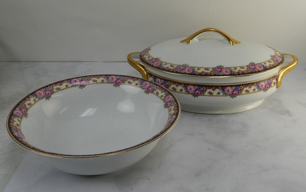 Vintage Edelstein Bavaria Oval Lidded Serving Bowl and Round Serving Bowl