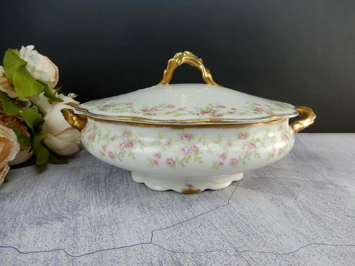 Vtge BT Co. Burley And Tyrrell China Chicago Flowers Round Lidded Serving Bowl