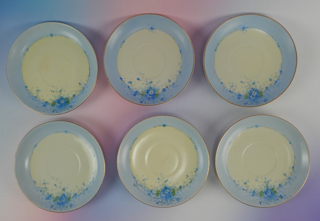6 Pc.Set J&C Bavaria Stouffer Hand Decorated Blue Forget Me Not Cups and Saucers