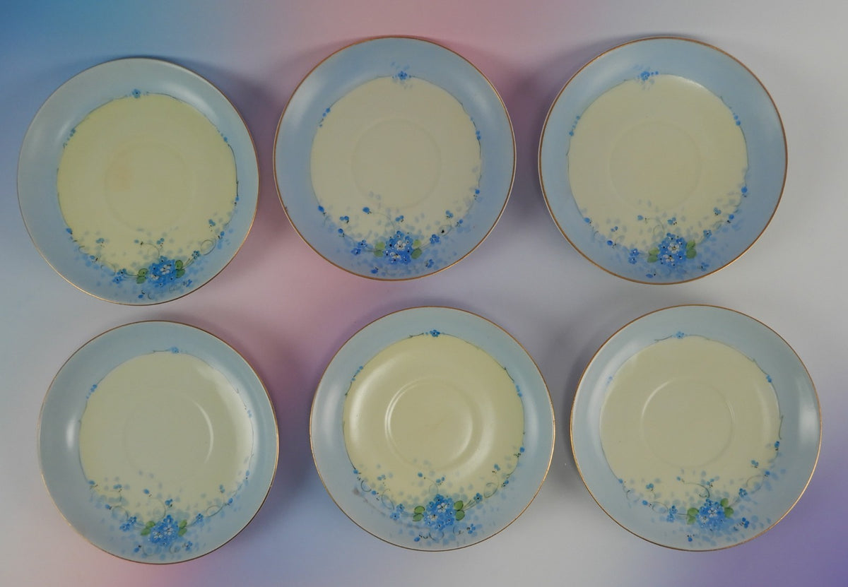 6 Pc.Set J&C Bavaria Stouffer Hand Decorated Blue Forget Me Not Cups and Saucers