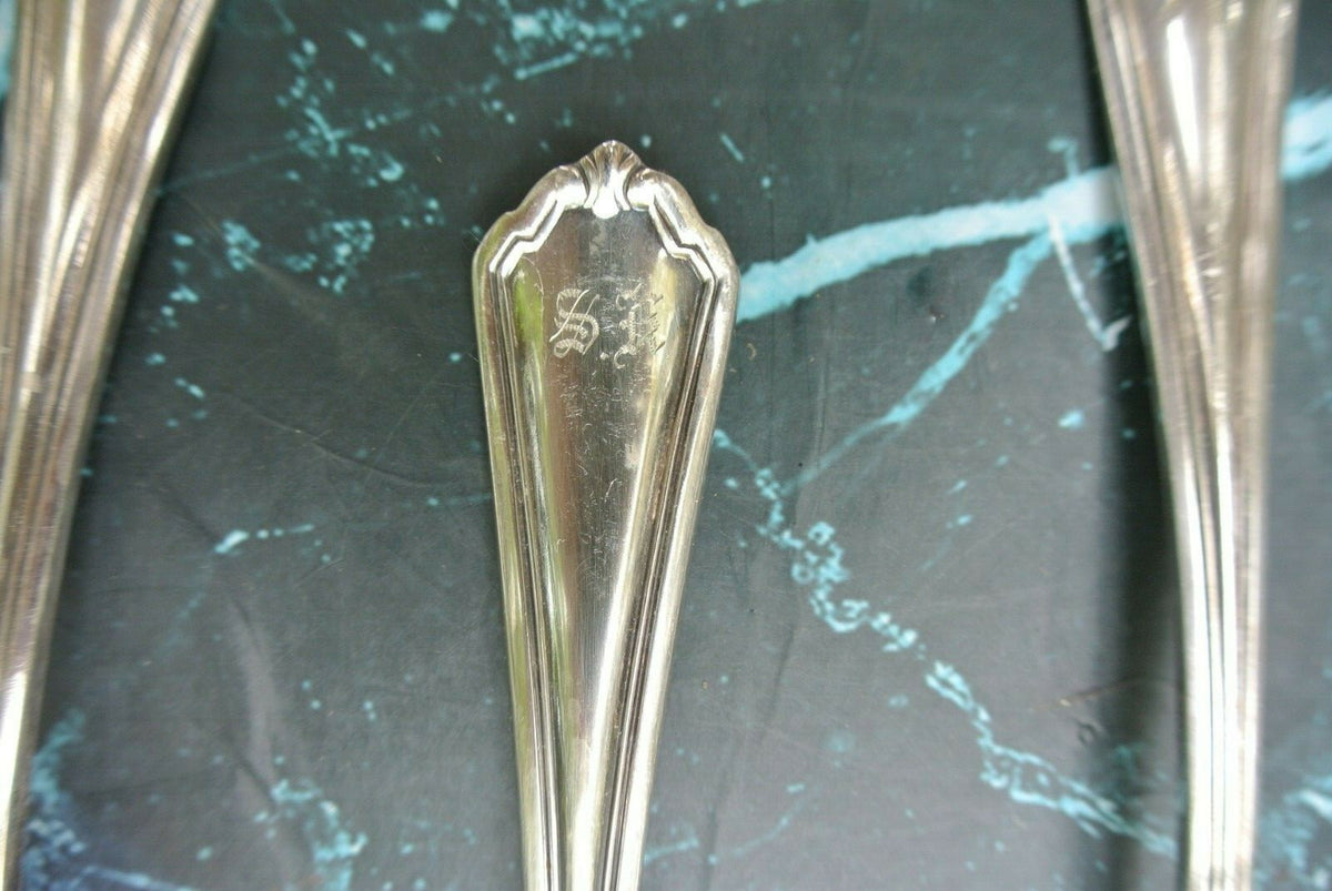 1912 Puritan Rogers Silver Plate Set of  6 Big Spoons 8-1/8" w/Monogram "SR"