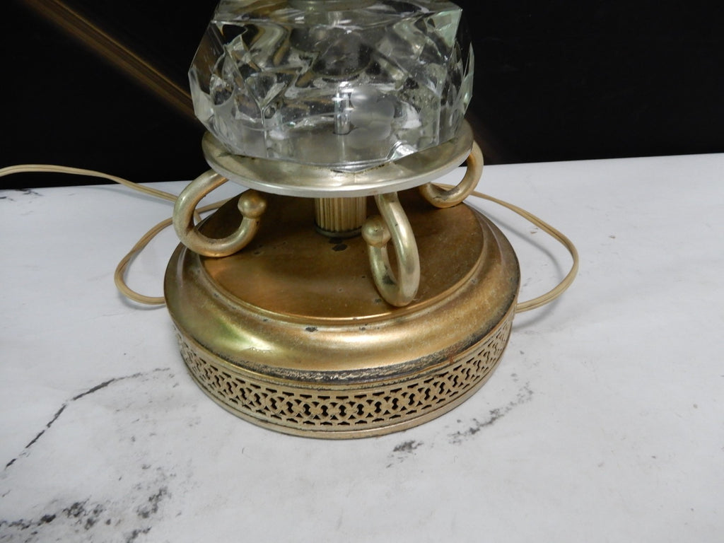 Vintage Lamp Clear Glass with Prisms Boudoir Table Mantle Lamp