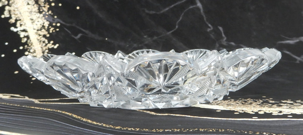 American Brilliant Period ABP Heavy Crystal Cut Glass Hobstar 7" Dish