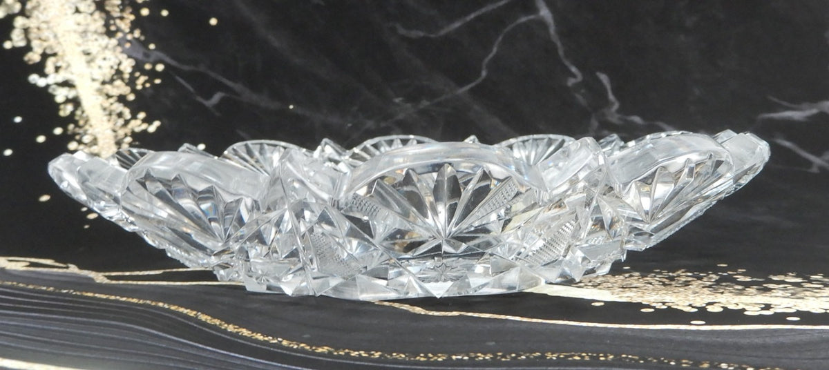 American Brilliant Period ABP Heavy Crystal Cut Glass Hobstar 7" Dish