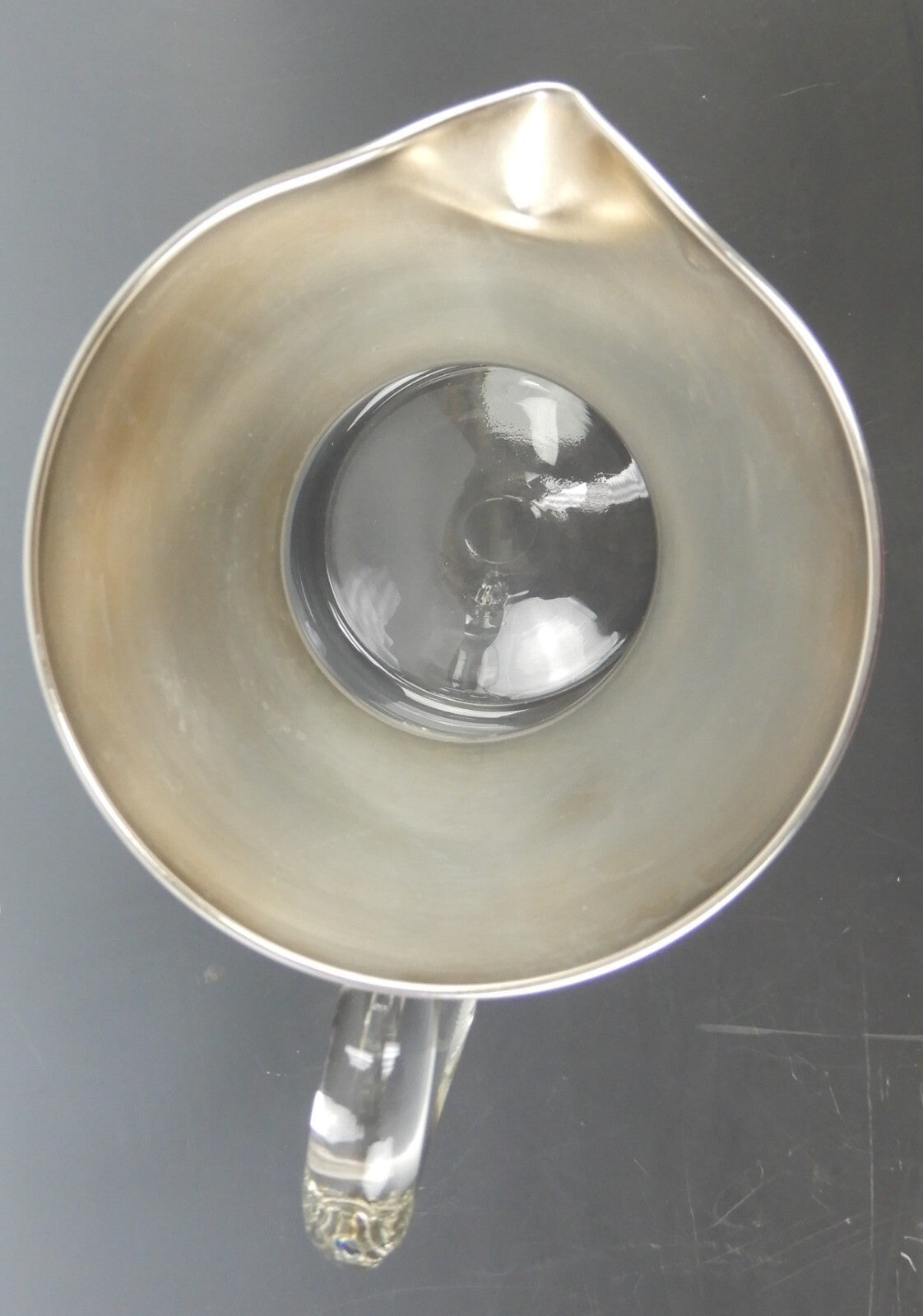 Vintage Dorothy C Thorpe Silver on Crystal Pitcher Scrolling Handle 56oz.