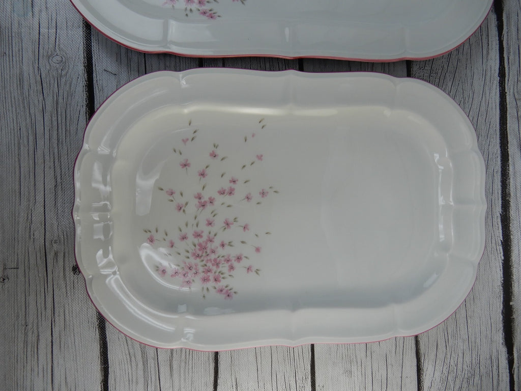 Vintage Schumann Arzberg Germany Bavaria Pink Floral~14-1/4" & 13-1/4" Platters