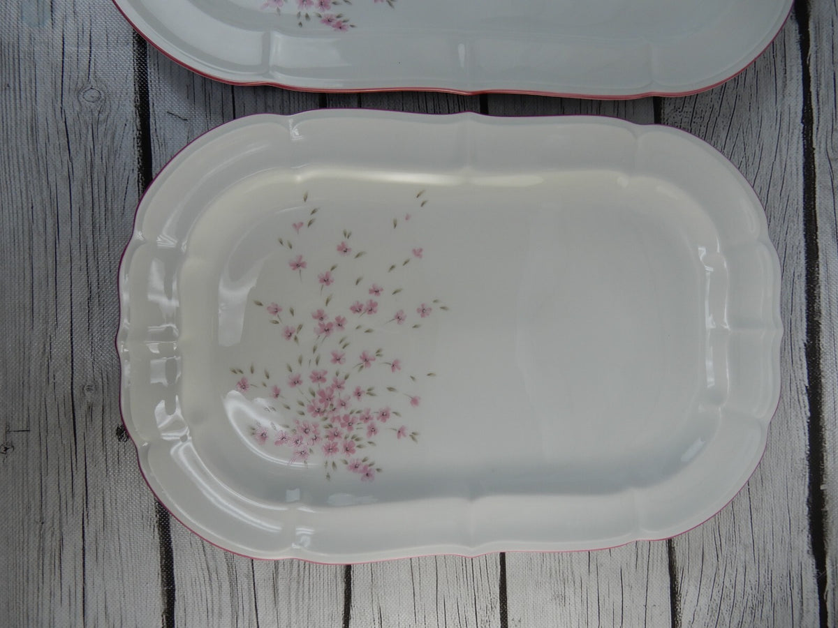 Vintage Schumann Arzberg Germany Bavaria Pink Floral~14-1/4" & 13-1/4" Platters
