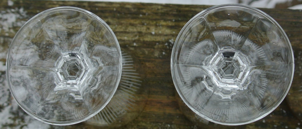 Set of 5 Elegant Cordial Clear Etched with Gold Rim Glasses