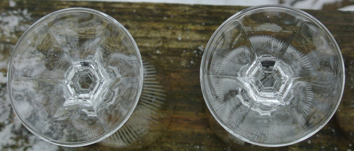 Set of 5 Elegant Cordial Clear Etched with Gold Rim Glasses